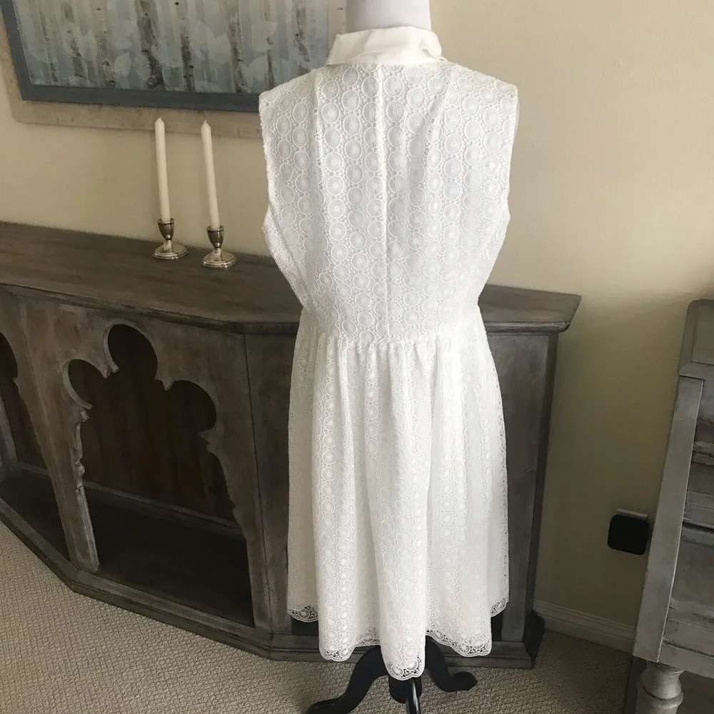 Diane Von Furstenberg Nieves Lace Shirt Dress White Designer Wedding Women’s 10 - Picture 6 of 8